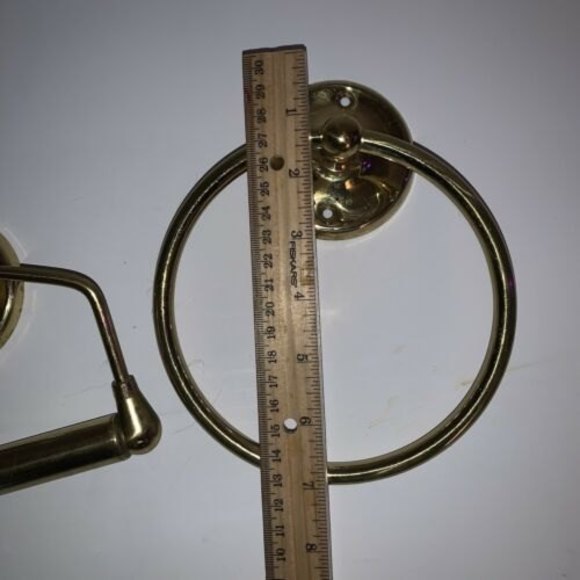 2 Vintage Modern Brass Wall Mount Toilet Tissue Paper Holder & Towel Holder - Picture 6 of 7